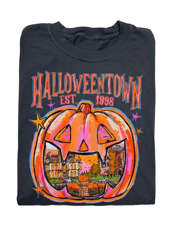 Gildan Tops - Retro Halloweentown Est 1998 Pumpkin Town Black Crewneck Sweatshirt
